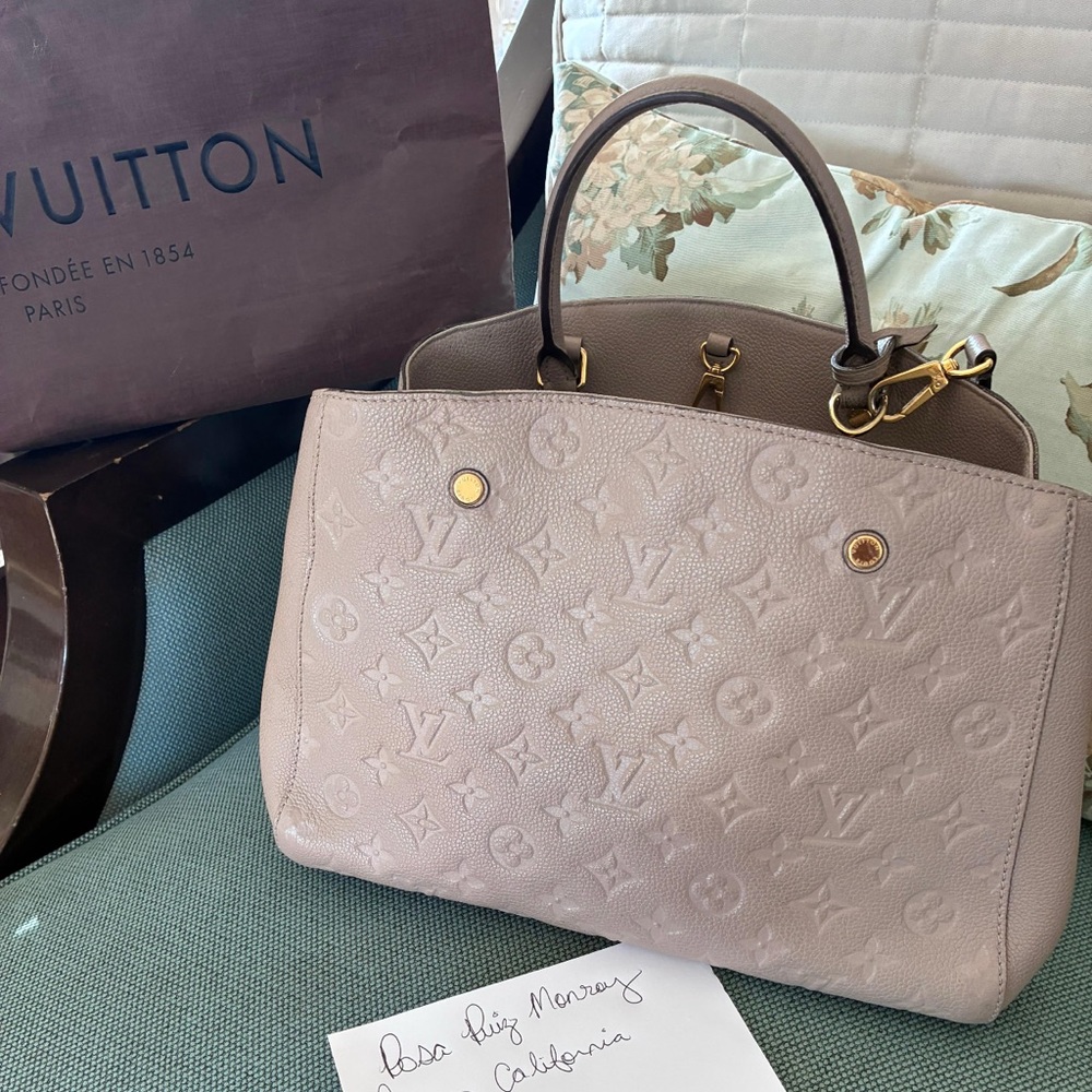 Louis Vuitton Taupe Embossed Satchel